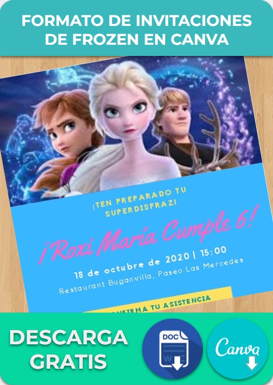 Plantilla de invitaciones de Frozen en Canva