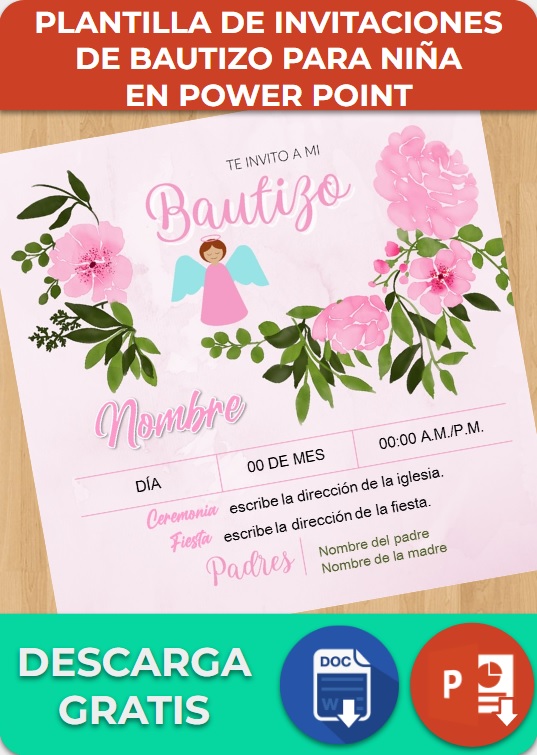Invitaciones Bautizo Niña » 【PowerPoint, Canva】Ejemplos y Plantillas