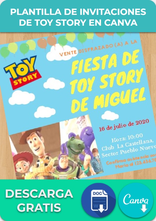 Plantilla para Invitación de Toy Story en Canva