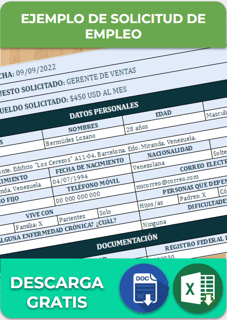 Solicitud De Empleo En Excel Ejemplos Formatos Word Excel 4944