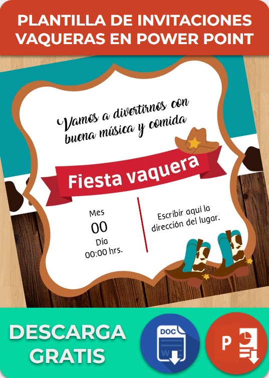  Invitaciones Vaqueras » 【PowerPoint, Canva】Ejemplos y Plantillas