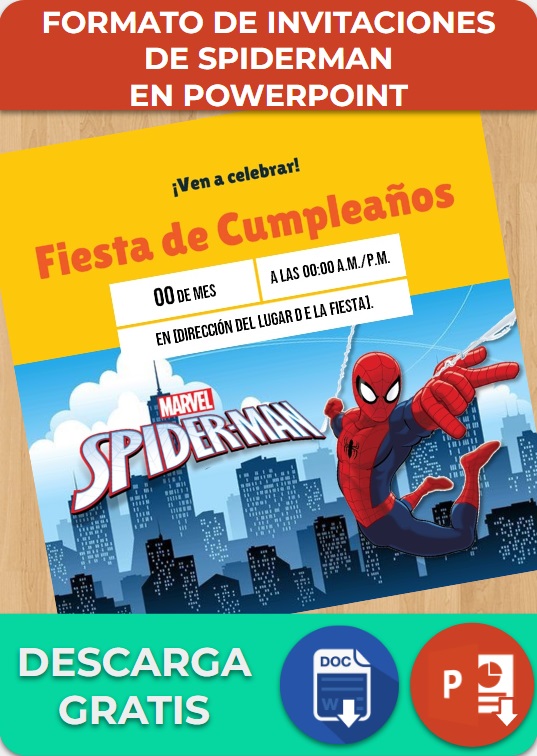 Formato de invitaciones de Spiderman en PowerPoint