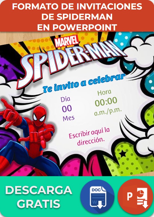 Formato para invitación de Spiderman en PowerPoint