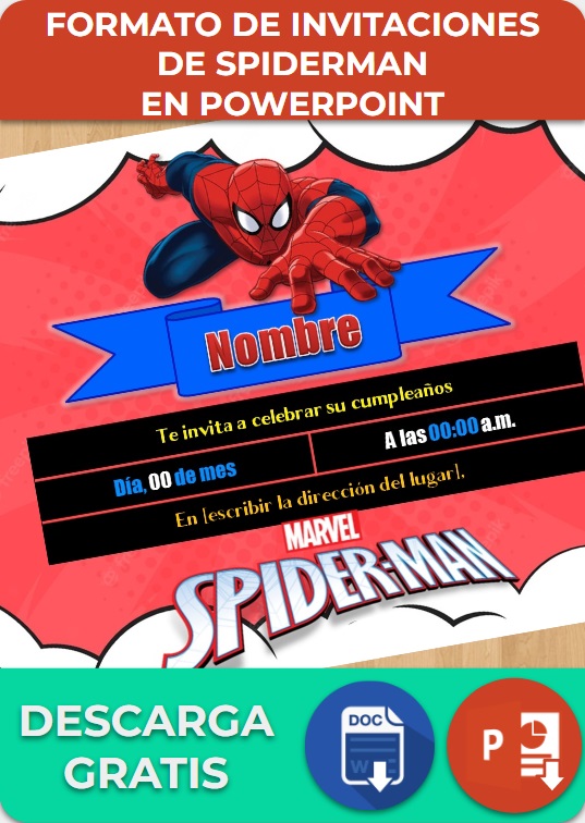 Formato para invitaciones de Spiderman en PowerPoint