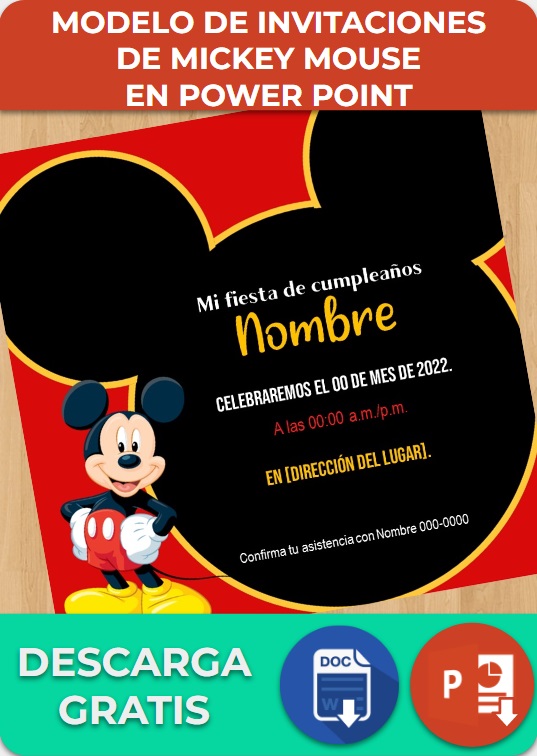 Modelo para invitaciones de Mickey Mouse en PowerPoint