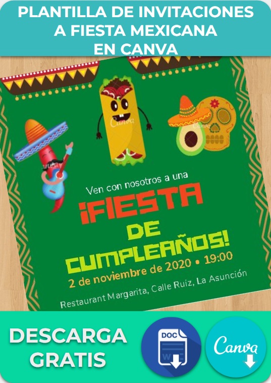Plantilla de Invitación a Fiesta mexicana en Canva