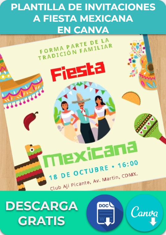 Plantilla de Invitaciones a Fiesta mexicana en Canva