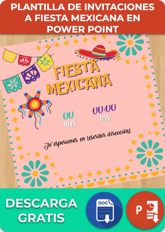 Plantilla de Invitaciones a Fiesta mexicana en Power Point
