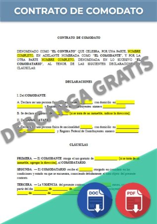Contrato de Comodato 【 Ejemplos y Formatos 】Word, PDF