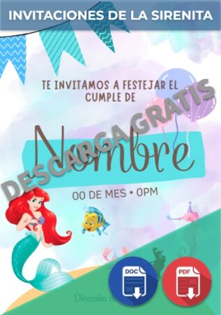 Invitaciones La Sirenita