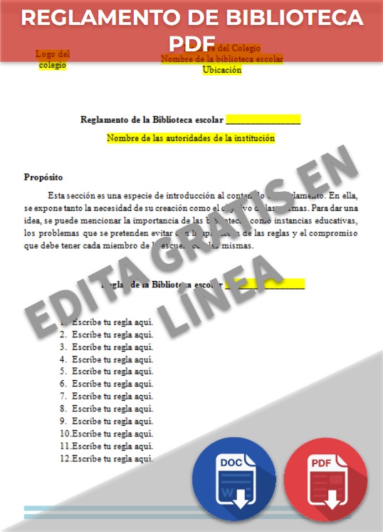 Formato de Reglamento de biblioteca en PDF