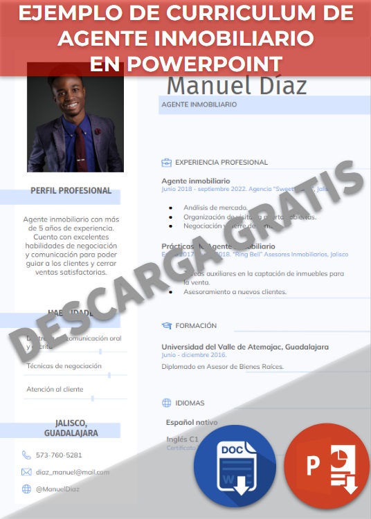 imagen de Ejemplo de curriculum de agente inmobiliario en PowerPoint