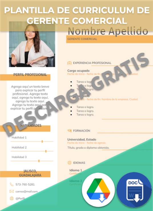 imagen de Plantilla de curriculum de Gerente Comercial en Google Slides