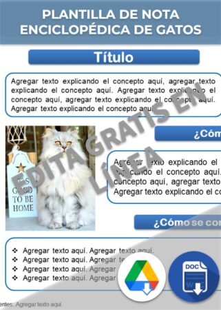 Plantilla de nota enciclopédica de gatos para PowerPoint en línea