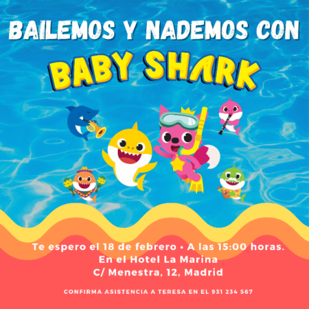 Ejemplo de invitaciones para Baby Shark