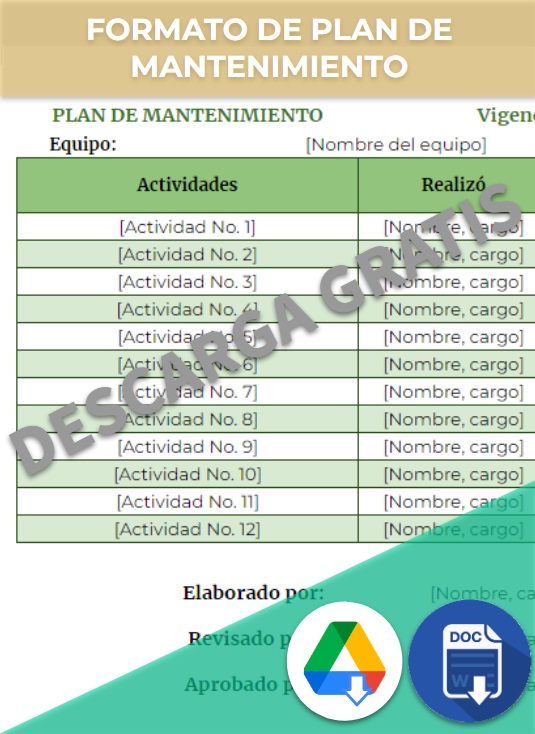 Plan De Mantenimiento Ejemplos Y Formatos Excel Word Pdf【2024 5170