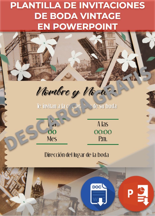 Formato para invitaciones de boda vintage en PowerPoint