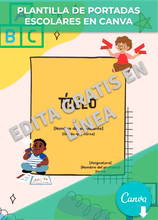 Plantilla de portadas escolares en Canva
