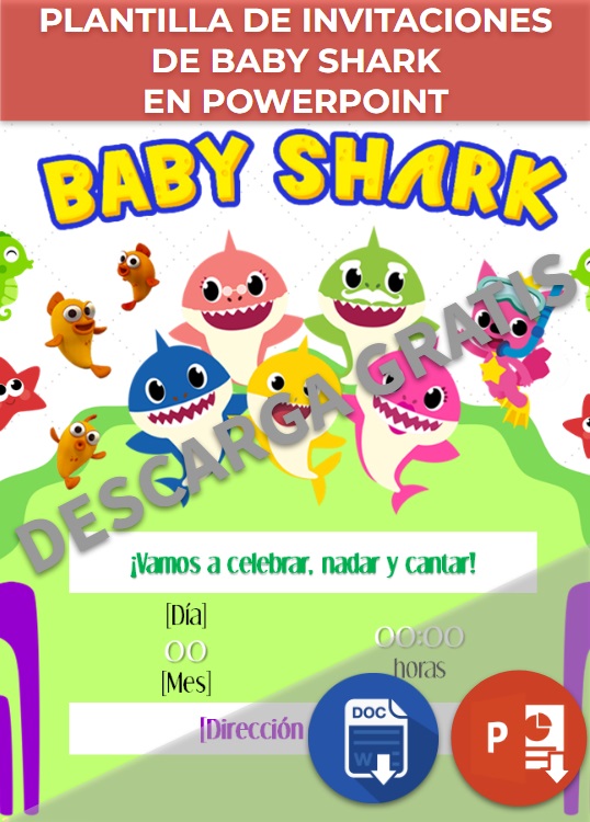 Plantilla para invitaciones de Baby Shark en PowerPoint