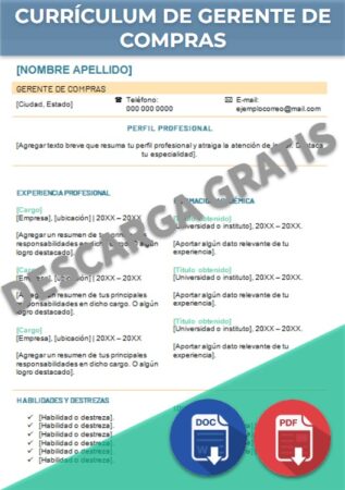 Currículum de Gerente de Compras Currículum de Gerente de Compras