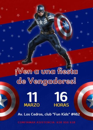 Ejemplo de Invitaciones de Capitán América