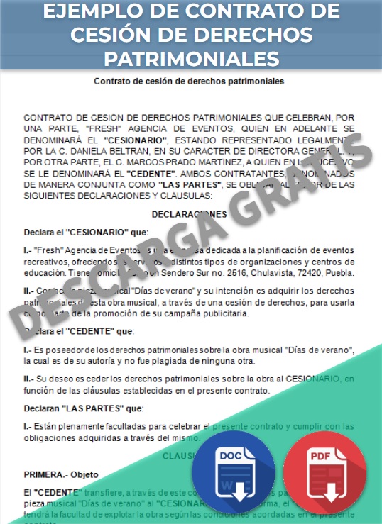 imagen de Ejemplo de contrato de cesión de derechos patrimoniales