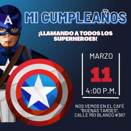 Ejemplo de invitaciones Capitán América