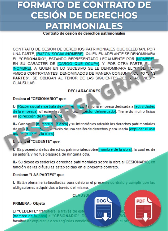 Contrato De Cesión De Derechos Patrimoniales Ejemplos Formatos Word Pdf 3224