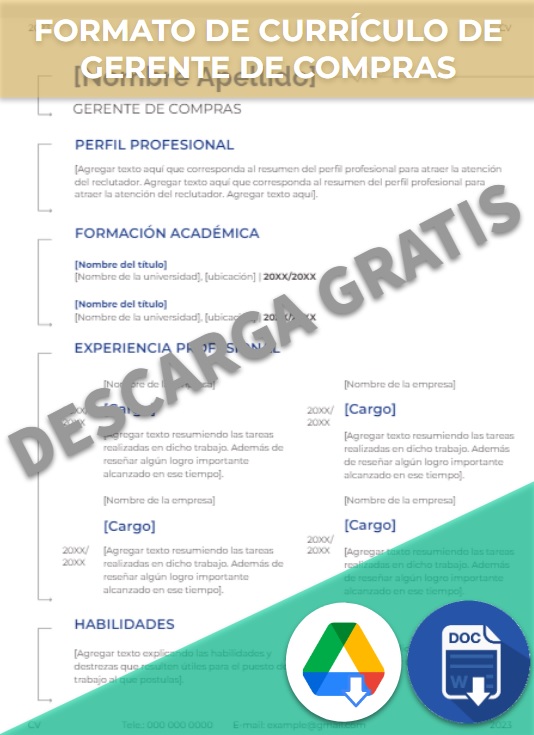 imagen de Formato de currículum de gerente de compras en Google Docs