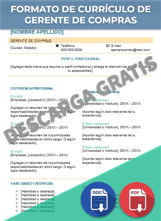 imagen de Formato de currículum de gerente de compras en Word