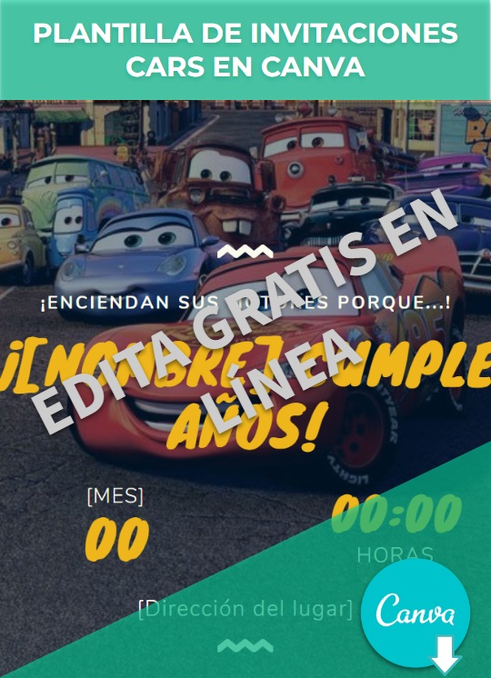 imagen de Formato de invitaciones de Cars en Canva