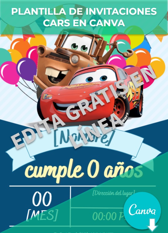 imagen de Formato para invitaciones Cars en Canva