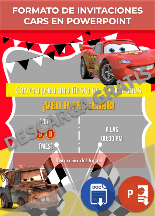 imagen de Formato para invitaciones Cars en PowerPoint