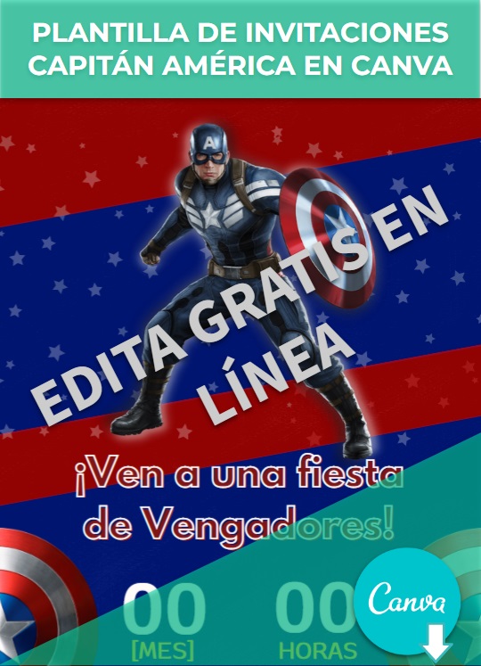 Plantilla de Invitaciones de Capitán América en Canva