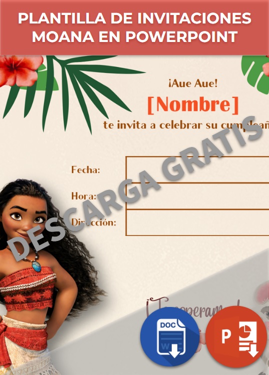 imagen de Plantilla de invitaciones Moana en PowerPoint