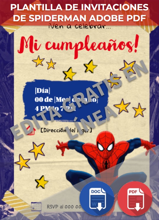 Invitaciones Spiderman » 【PowerPoint, Canva】Ejemplos y Plantillas