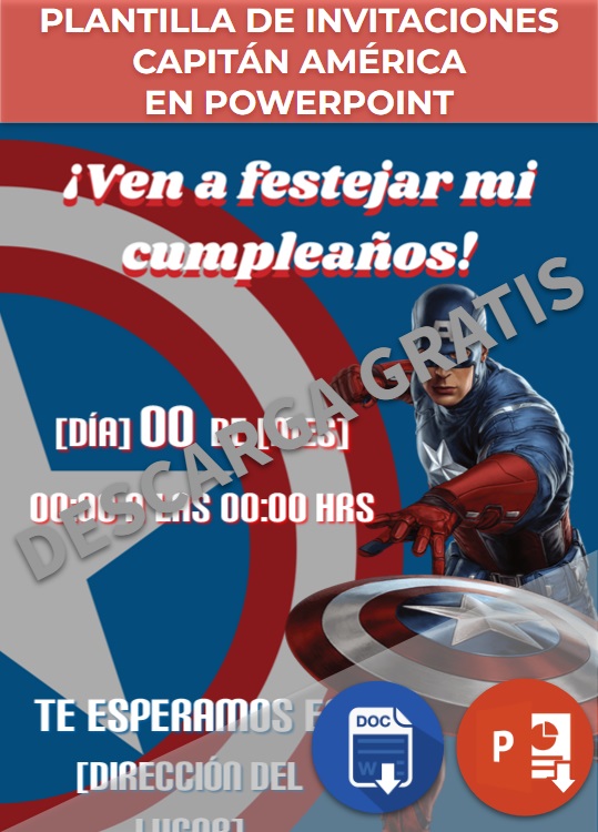 Plantilla de invitaciones de Capitán América en PowerPoint