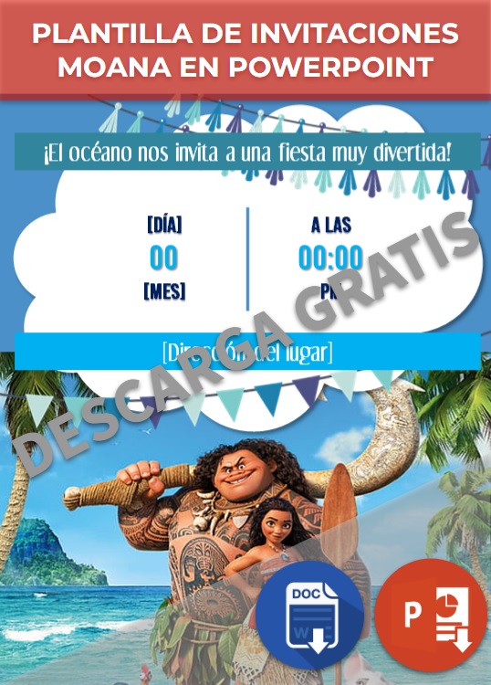 imagen de Plantilla de invitaciones de Moana en PowerPoint
