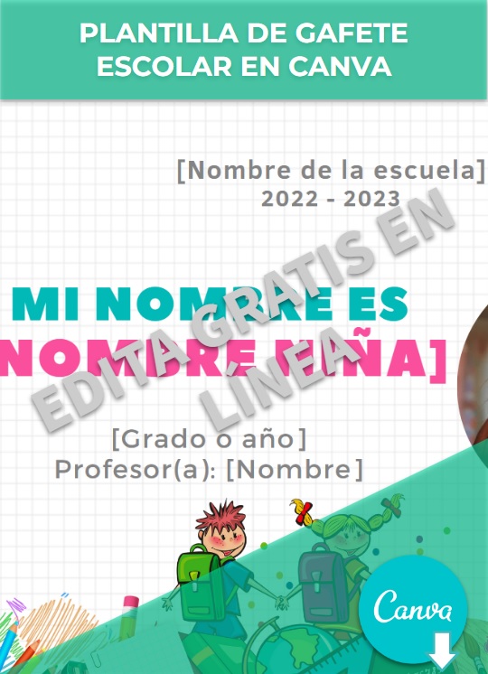 imagen de Plantilla para gafete escolar en Canva
