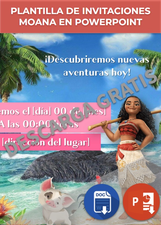 imagen de Plantilla para invitaciones Moana en PowerPoint