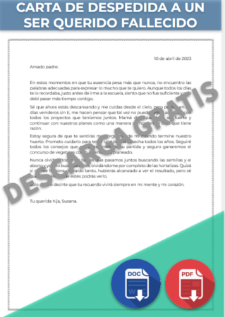 Carta de despedida a un ser querido fallecido