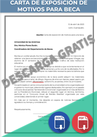 Carta de exposición de motivos para beca