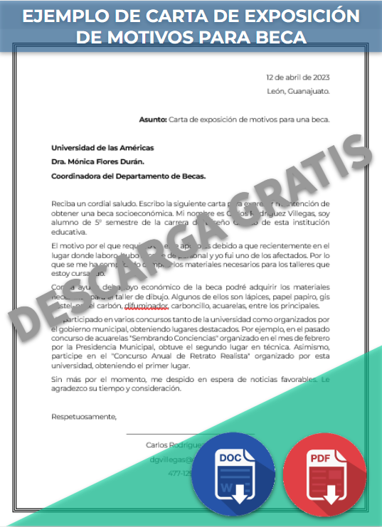imagen de Ejemplo de Carta de exposición de motivos para beca