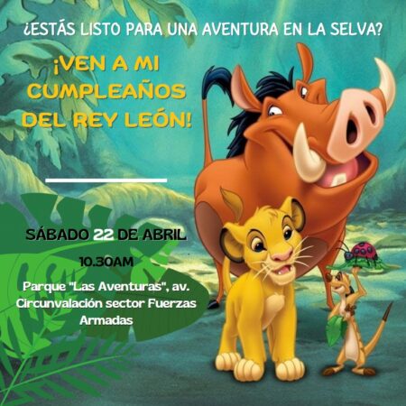 Ejemplo de Invitaciones del Rey León