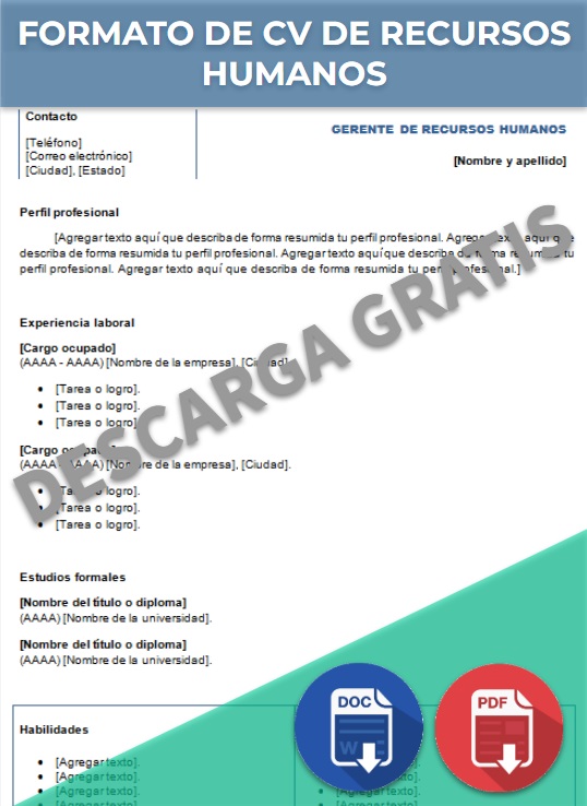 imagen de Formato de CV de Recursos Humanos en Word
