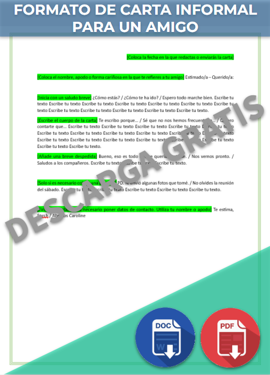 Carta Informal Para Un Amigo Ejemplos Y Formatos Word Pdf 9896