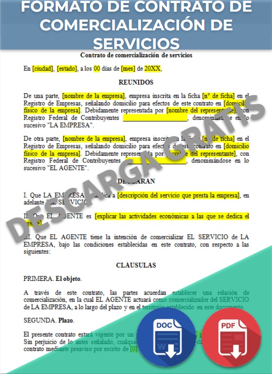 imagen de Formato de contrato de comercialización de servicios en Word