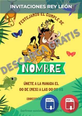 Invitaciones Rey León