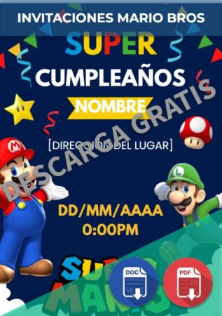 Invitaciones Mario Bros Invitaciones Mario Bros