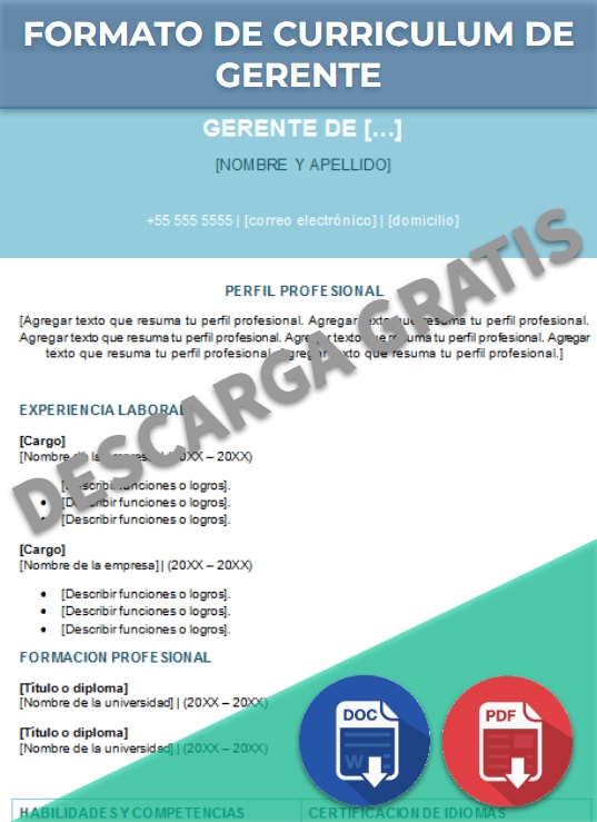 imagen de Modelo de Curriculum de gerente en Word